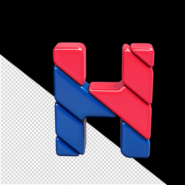 PSD red and blue plastic 3d symbol letter h