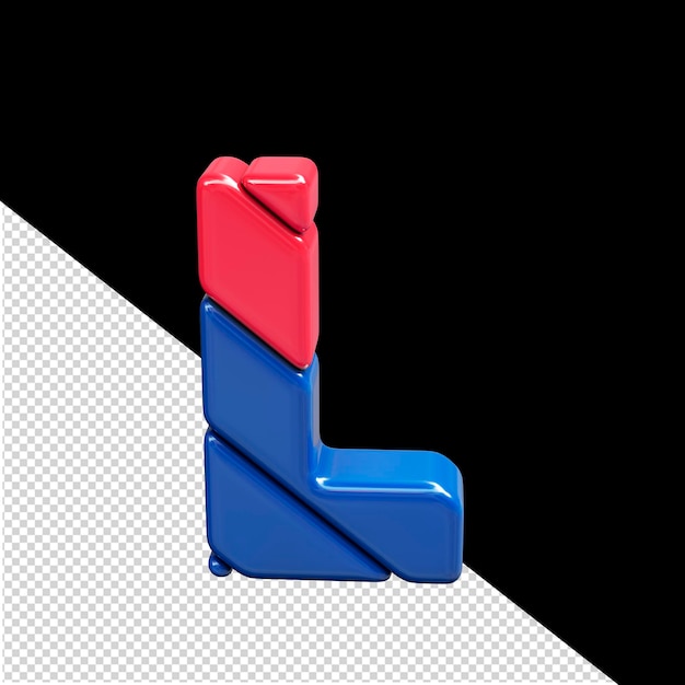 PSD red and blue plastic 3d symbol letter l