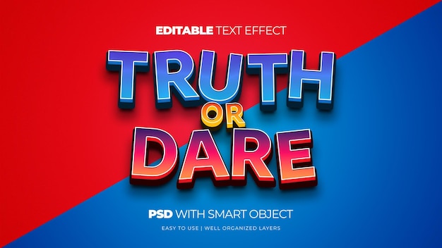 PSD a red and blue poster that says truth or dare.