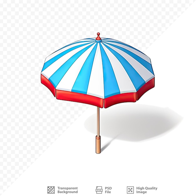 PSD a red and blue umbrella with a white stripe on it.