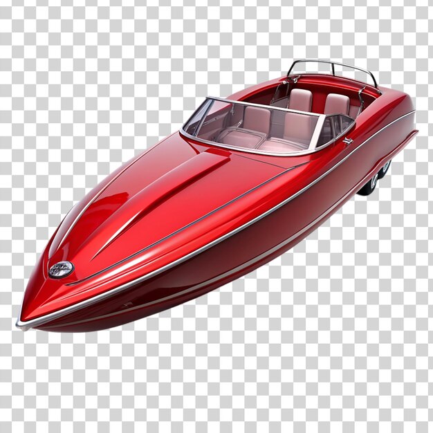 PSD a red boat with a hood that says motor on it