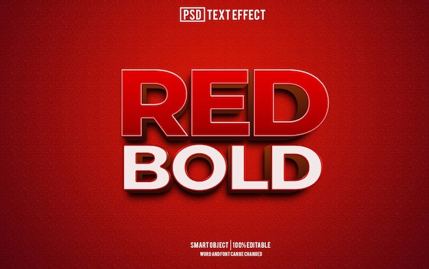 Red bold text effect font editable typography 3d text