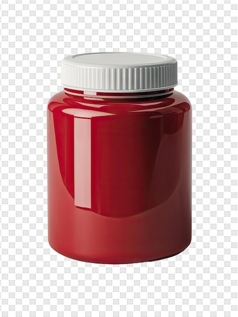 PSD una bottiglia rossa di medicina con un tappo bianco