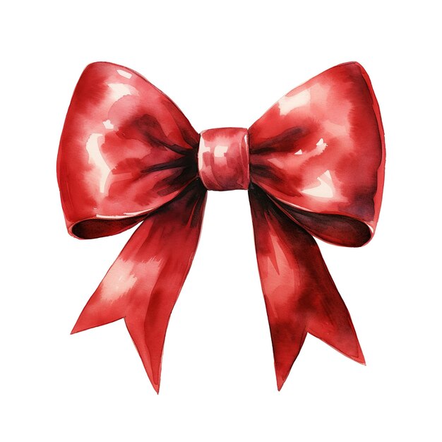 PSD red bow for christmas event watercolor style ai generated