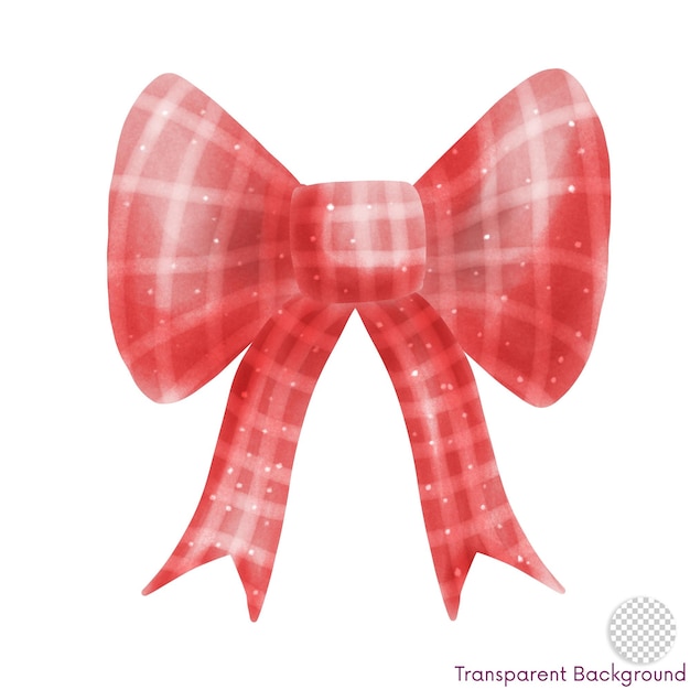 PSD red bow stripe glitter christmas illustration
