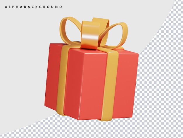 a red box with a gold ribbon around it