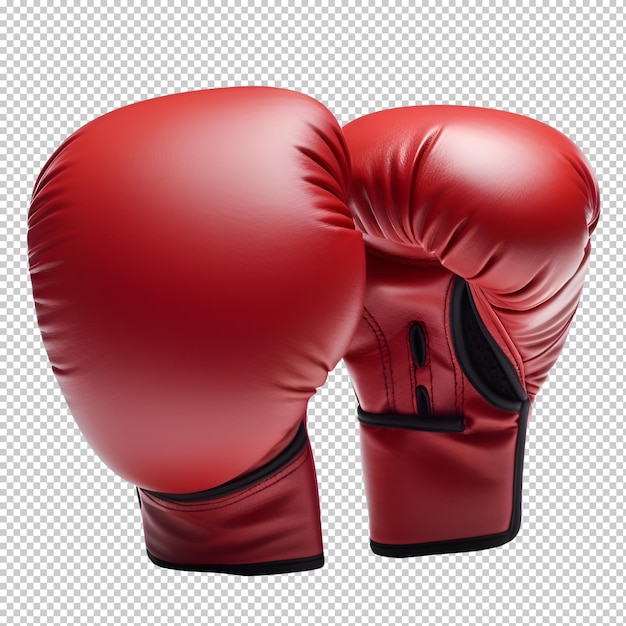 Red boxing gloves on isolated transparent background