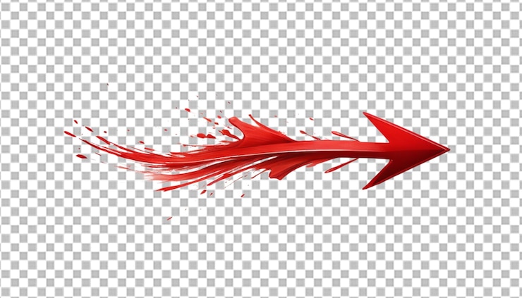 PSD red brushstroke curved arrow creative visual direction