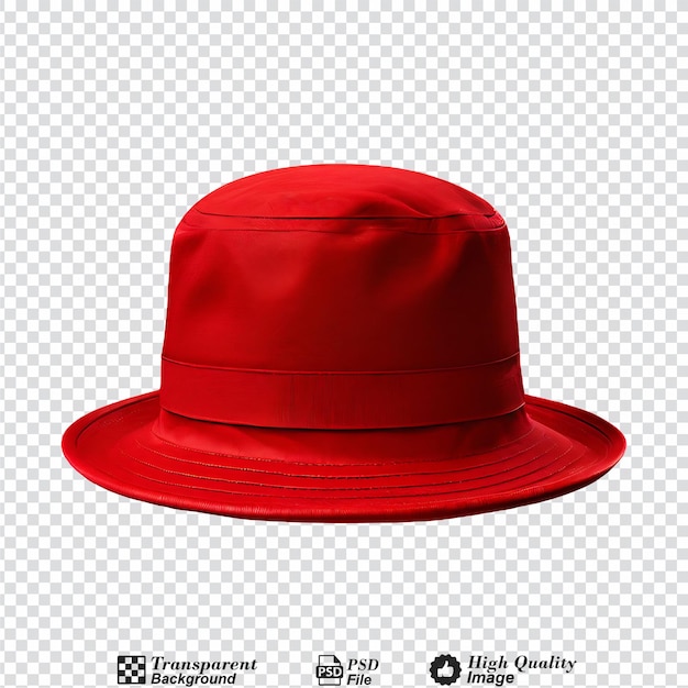 PSD red bucket hat isolated on transparent background