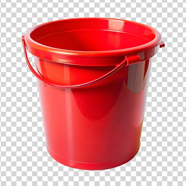 PSD red bucket isolated on transparent background