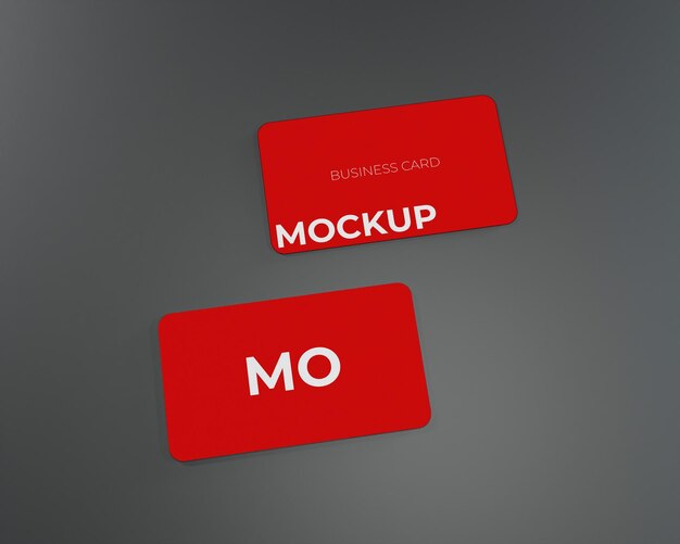Red Business Card Mockup On Black Table