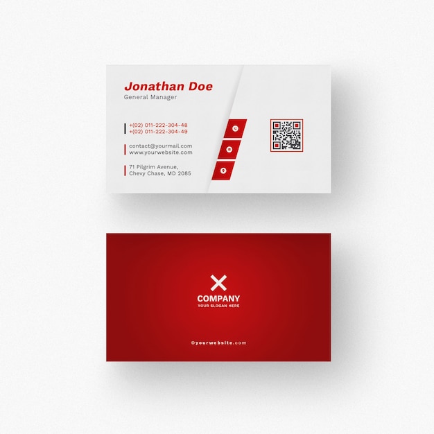 Red business card mockup