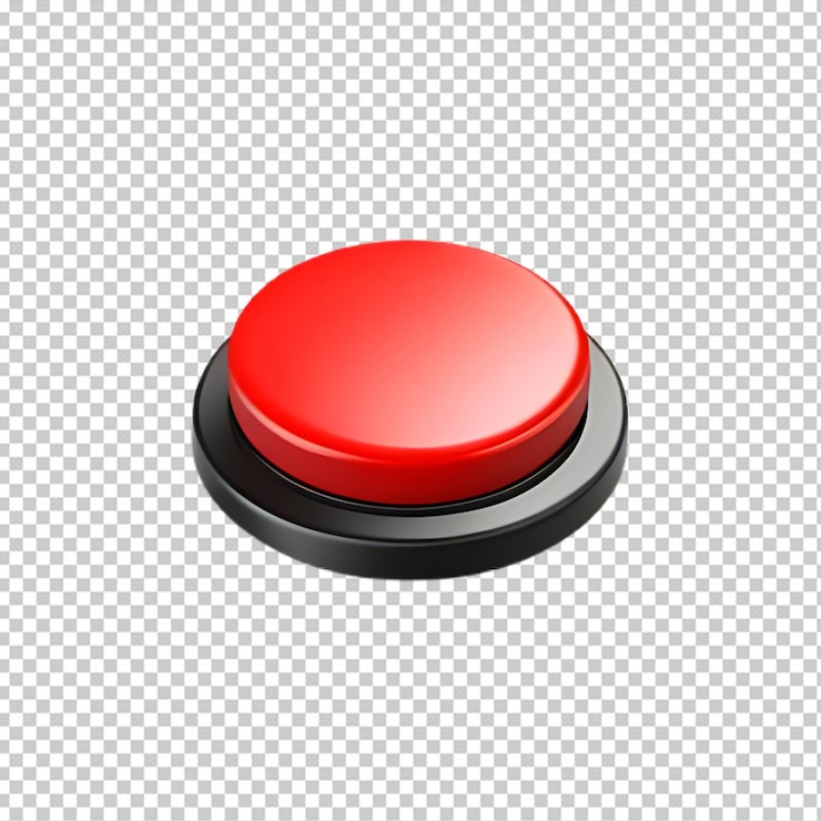 PSD red button isolated on transparent background