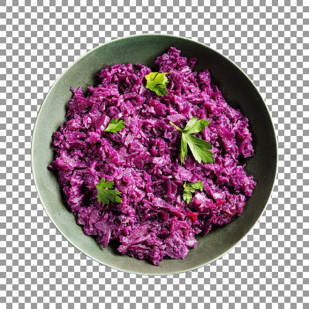 red cabbage in a bowl isolated on transparent background