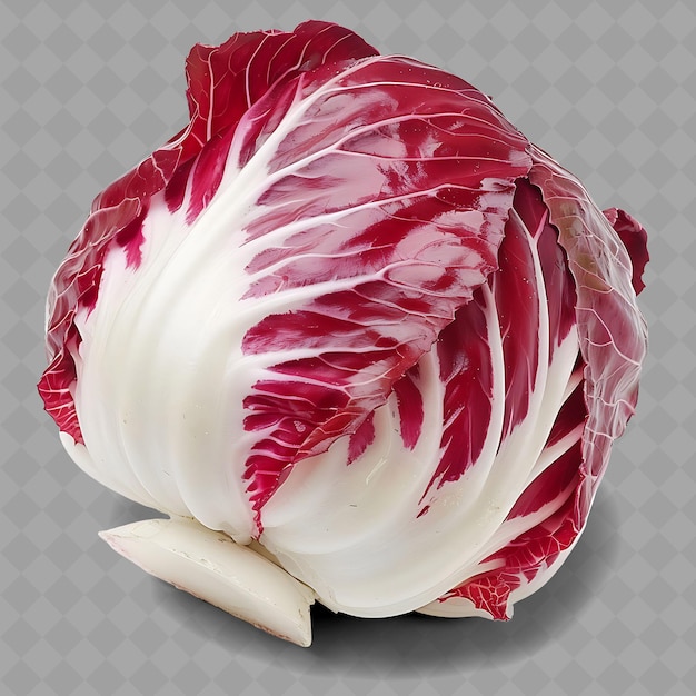 A red cabbage is shown with a white top