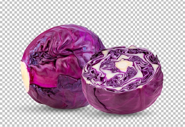 Red cabbage one slice isolated on alpha layer
