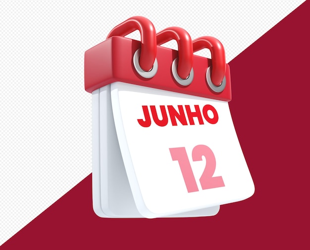 PSD un calendario rosso con sopra la parola juho