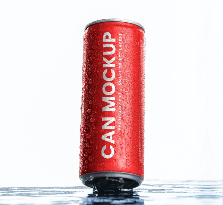 PSD red can mockup