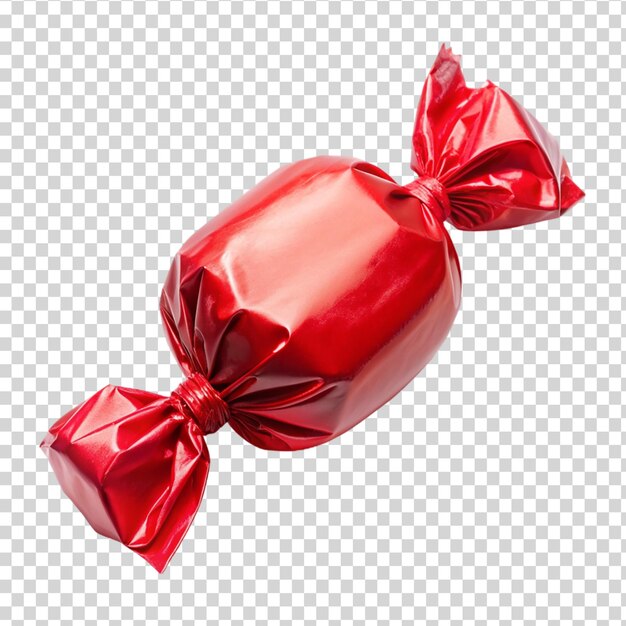 Red candy in a wrapper isolated on transparent background