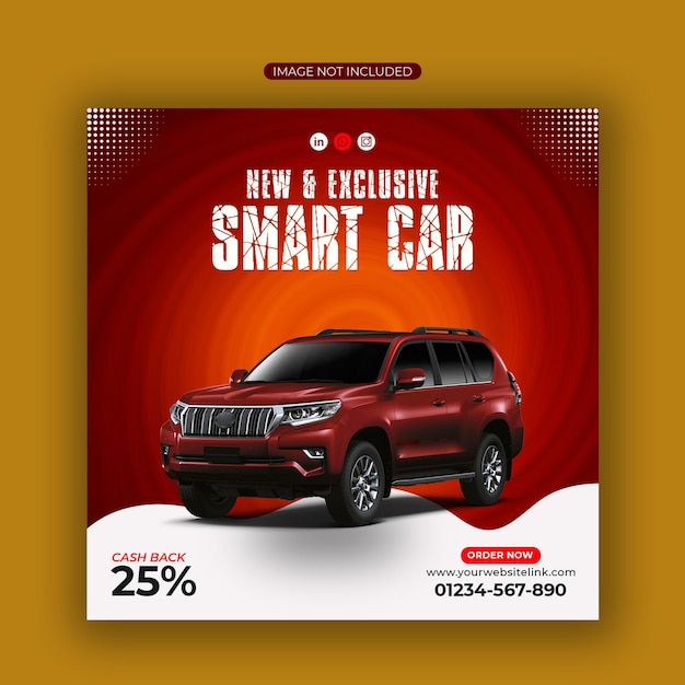 Red car sale social media post or instagram automobile banner