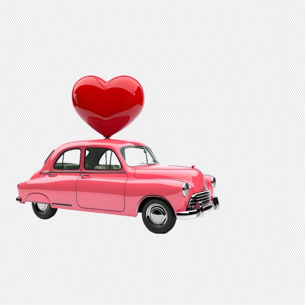 PSD red car with heart