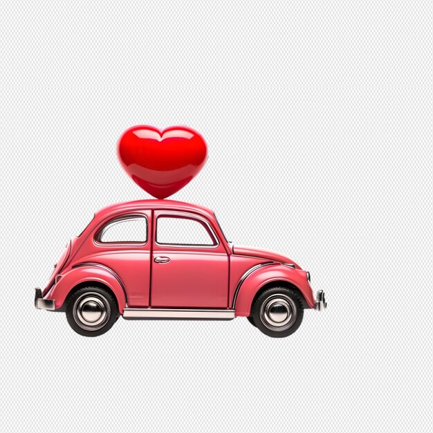 PSD red car with heart