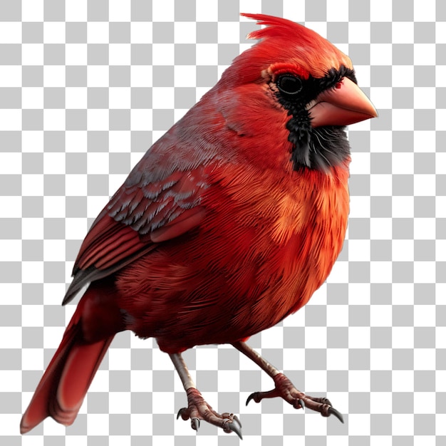 Red Cardinal Bird With Black Patch