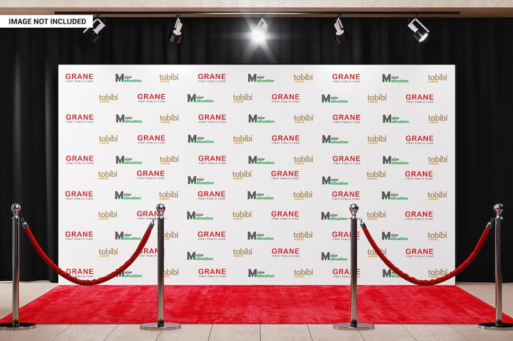 PSD red carpet backdrop mockup