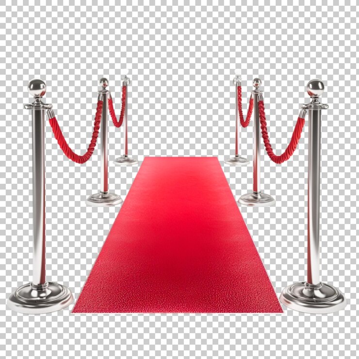 PSD red carpet entrance elegant silver stanchions festive celebration