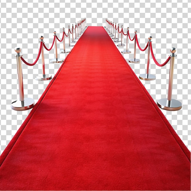 PSD red carpet and golden barriers isolated on transparent background