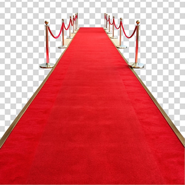 PSD red carpet and golden barriers realistic isolated on transparent background