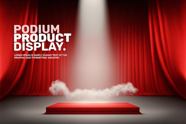 Red carpet podium stage display mockup product presentation scene for product display 3d rendering