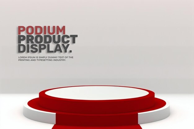 Red carpet podium stage display mockup for product presentation scene product display showcase