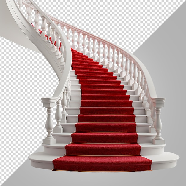 PSD red carpet white stairs isolated