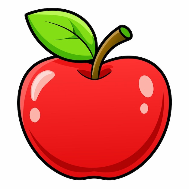 red cartoon apple on transparent background