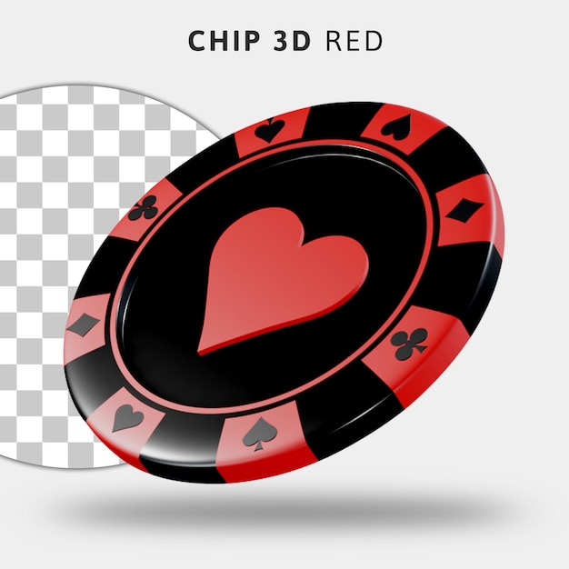 PSD red casino chip on transparent background