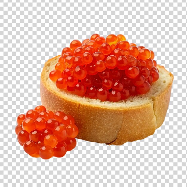 PSD red caviar on bread isolated on a transparent background