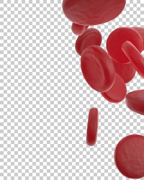 PSD red cells isolated on transparent background 3d rendering illustration