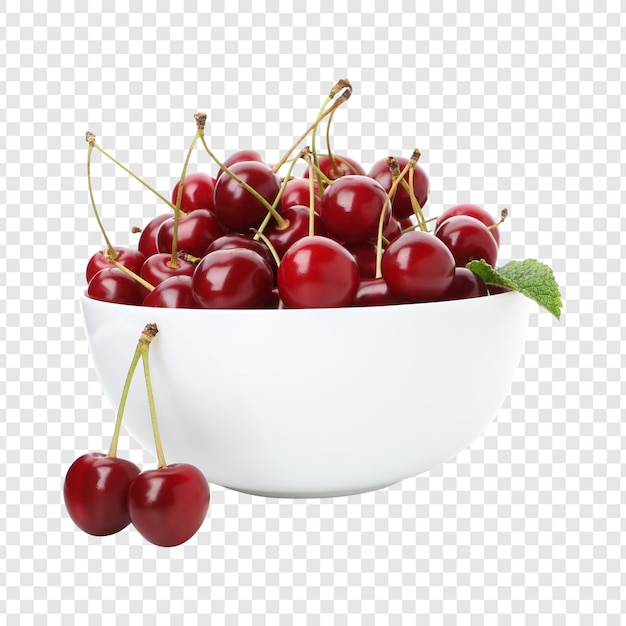 Красные вишни со стеблями
