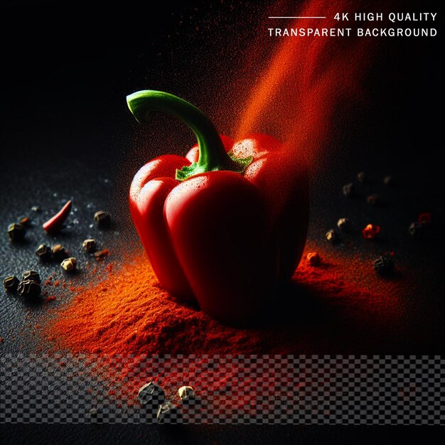 PSD red chili with chili powder on transparent background