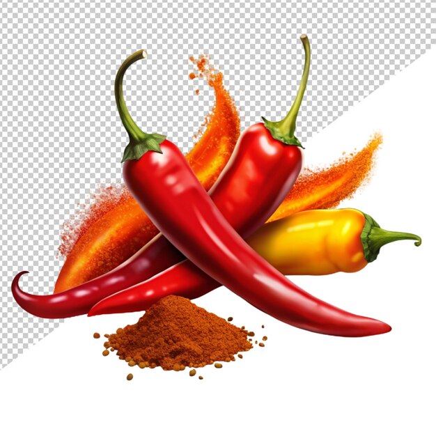 PSD red chilli pepper on transparent background