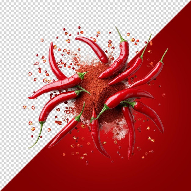 PSD red chillies isolated on white background