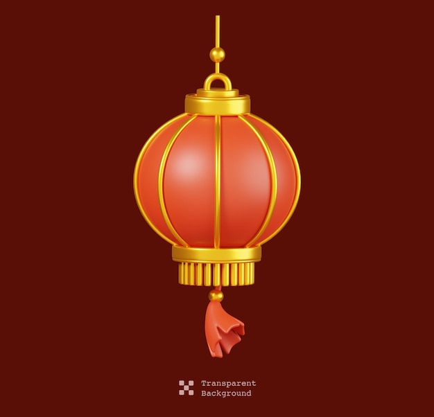 PSD red chinese lantern isolated. chinese new year elements icon. 3d render illustration.