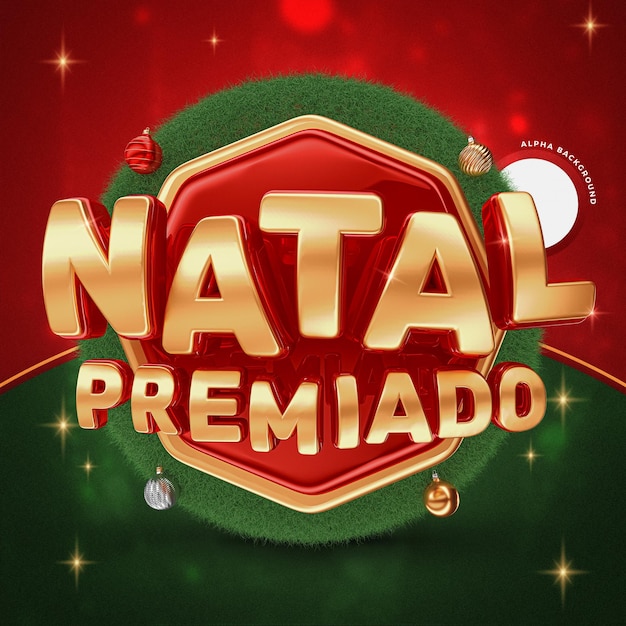 PSD red christmas awarded offers logo 3d rendering isolated for composition