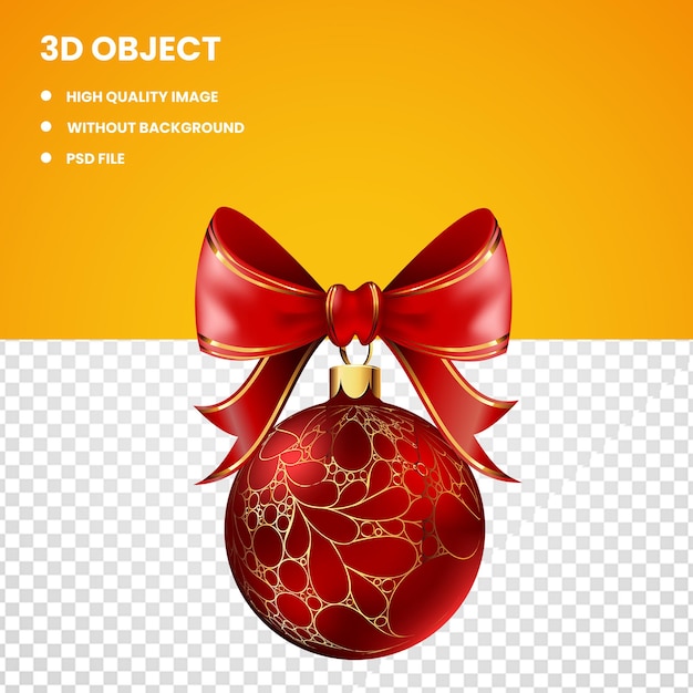 Red Christmas Bauble and Bow Artwork