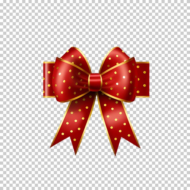 Red christmas bow isolated on transparent background