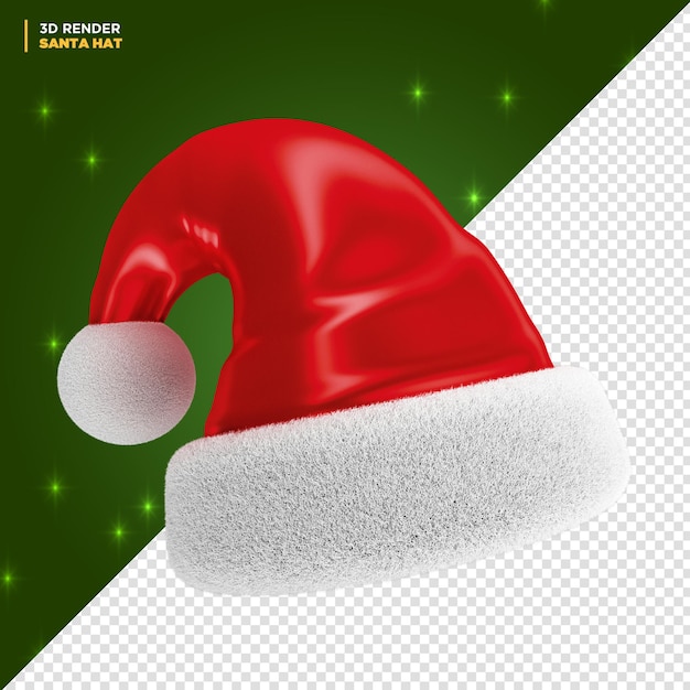 PSD レッドクリスマスサンタハットグローブ3dレンダリングが分離されました