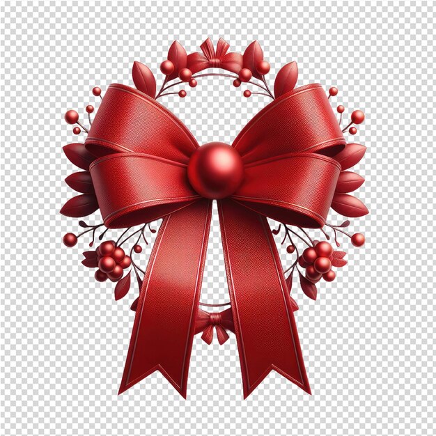 PSD a red christmas wreath with a red ribbon on it