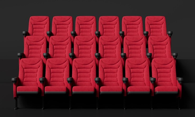 PSD красные кресла для кинотеатров 3d рендеринг