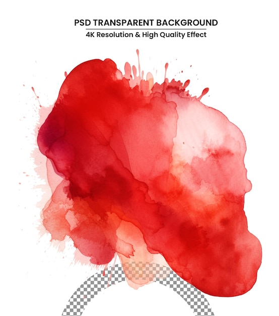 PSD red circle watercolor splash isolated on white background
